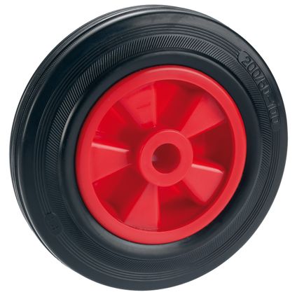 Döner standaard massief wiel met PVC velg glijlager rubber zwart / rood 160 x 40 x 20mm 120kg