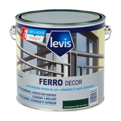 Levis grondverf + afwerking Ferro Decor donkergroen glanzend 2,5L 2