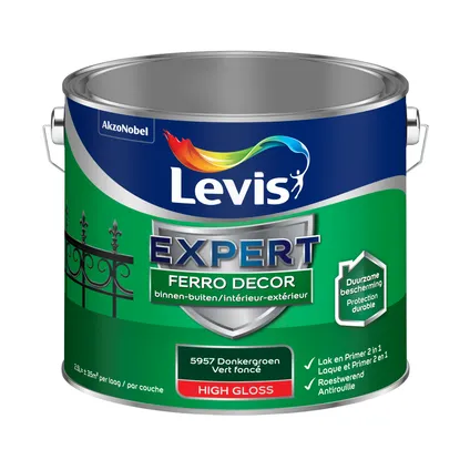 Levis grondverf + afwerking Ferro Decor donkergroen glanzend 2,5L 3