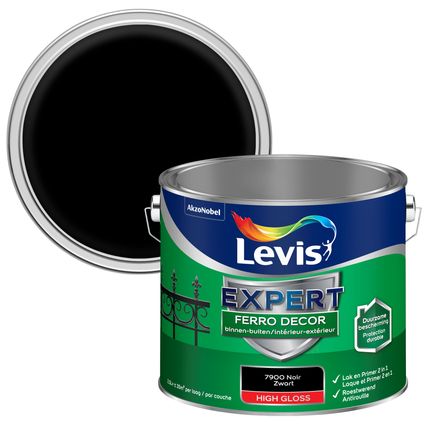 Levis antiroest lak Ferro decor glanzend zwart 2,5L