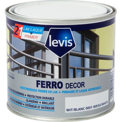 Levis roestwerende lak Ferro Decor binnen/buiten glanzend wit 500ml
