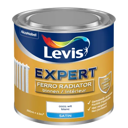 Levis radiatorverf Ferro zijdeglans wit 250ml 3