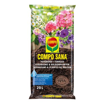 Compo potgrond voor geraniums en balkonplanten Sana 20L