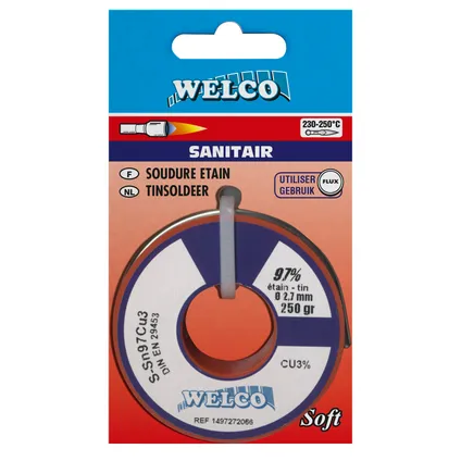 Welco zachtsoldeer voor sanitair 97% tin 250gr 2