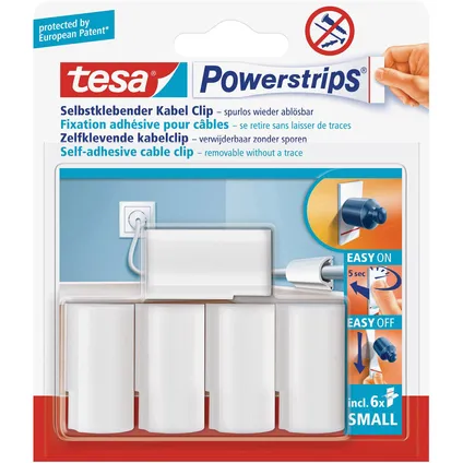 Fixations pour câbles Tesa 'Powerstrips' blanc - 5 pcs