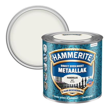 Hammerite metaalverf Hamerslag wit H110 250ml