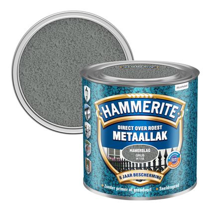 Hammerite metaalverf Hamerslag grijs H118 250ml