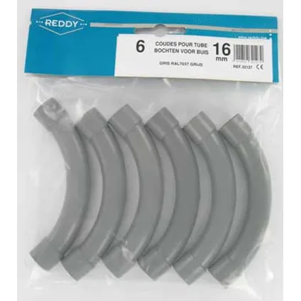 Coudes pour tubes Reddy 16mm gris - 6pcs