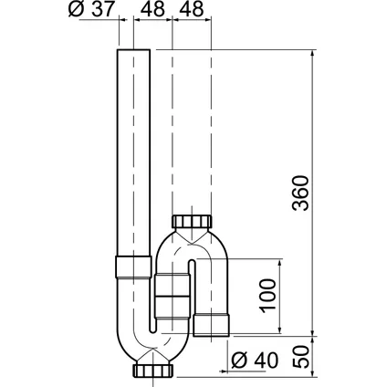 Siphon pour machine à laver Wirquin vertical 2