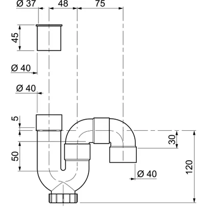 Siphon d’évier Wirquin PVC Ø40mm sortie horizontale/verticale 2