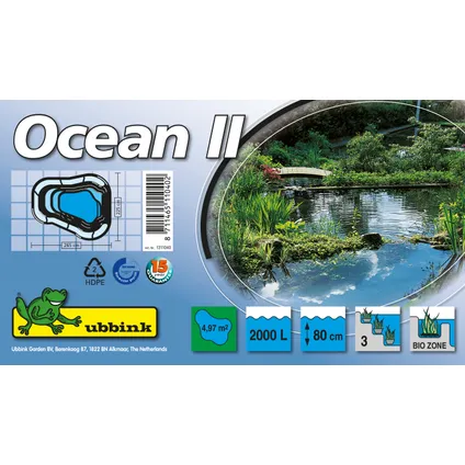 OCEAN II - bassin préformé Ubbink - HDPE, surface 4,97 m² - volume d'eau 2000 l - H80 x 265 x 225 cm 8