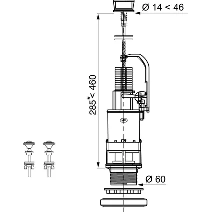 Wirquin wc-mechanisme met duwknop 2
