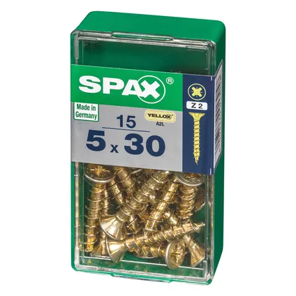 Vis universelle Spax Pozi Z2 acier jaune 5x30mm 15pcs 6