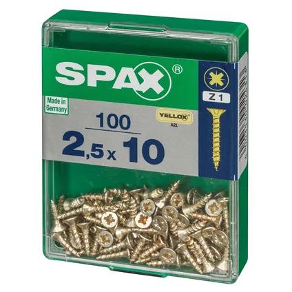 Vis universelle Spax Pozi Z1 acier jaune 10x2,5mm 100pcs 6