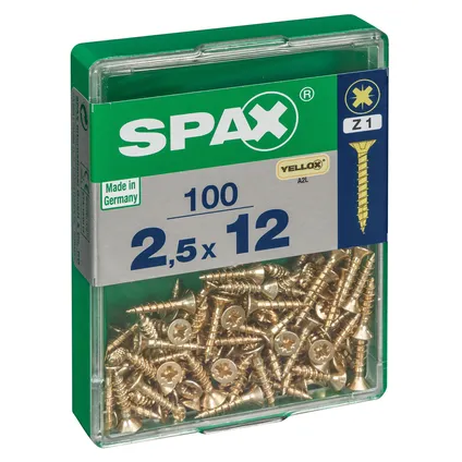 Spax universeelschroef Pozi Z1 staal geel 2,5x12mm 100st 5