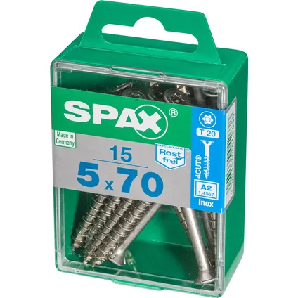 Vis universelle Spax T-Star+ A2 inox 5x70mm 15 pièces 2