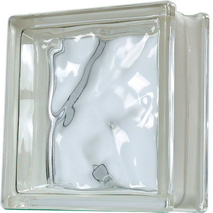 Brique de verre Coeck 'Nuageux' transparent 19 x 19 x 8 cm