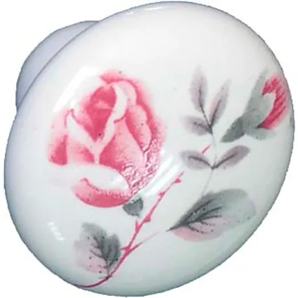 Linea Bertomani deurknop porselein roze bloem 32mm