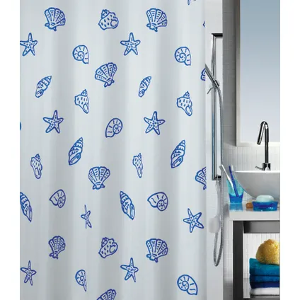 Rideau de douche Spirella Concha bleu 180cm
