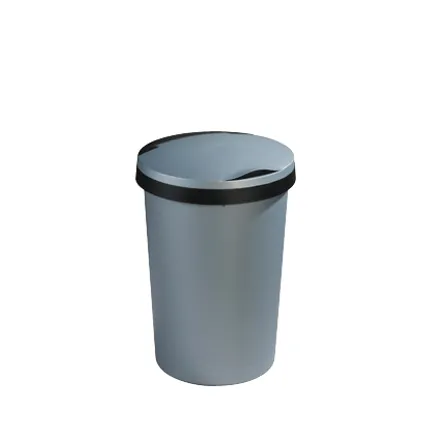 Sunware afvalbak Twinga met klepdeksel 45L rond metaal zwart 375x375x 540mm