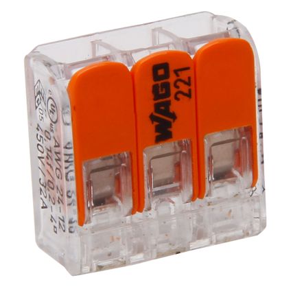 Wago minibornes automatiques à levier 3 entrées 0,2 - 4,0 mm² orange 10 pièces