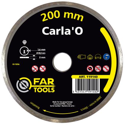 Far Tools diamantschijf "Carla'O HQ cobalt" D.200X1.6X5MM,AL 30/25.4/22.2