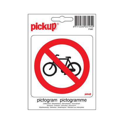 Pickup sticker Verboden voor rijwielen 10x10cm