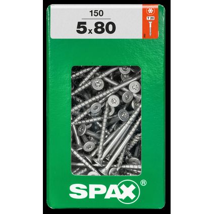 Spax schroef 'T-Star plus' staal geel 80 x 5 mm - 150 stuks