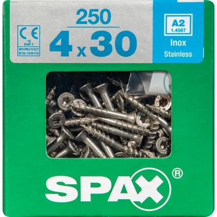 Spax universeelschroef T-Star + A2 inox 30x4mm 250 st