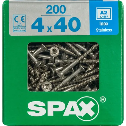 Vis universelle Spax T-Star+ A2 inox 40x4mm 200 pièces