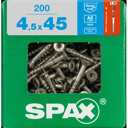 Spax schroef 'T-Star plus A2' RVS 45 x 4,5 mm - 200 stuks