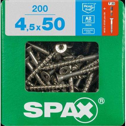 Spax schroef 'T-Star plus A2' RVS 50 x 4,5 mm - 200 stuks