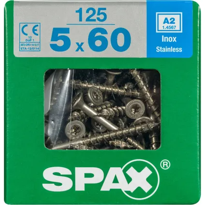 Vis universelle Spax T-Star+ A2 inox 60x5mm 125 pièces