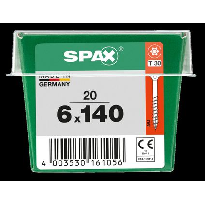 Spax schroef 'T-Star plus' staal geel 140 x 6 mm - 20 stuks