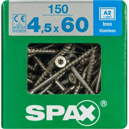 Spax schroef 'T-Star plus A2' RVS 60 x 4,5 mm - 150 stuks
