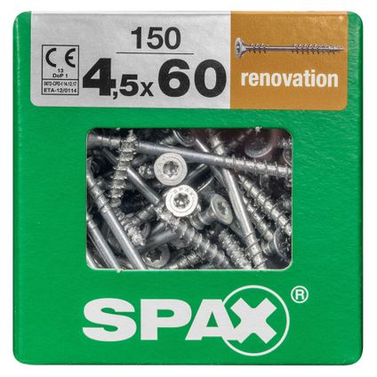 Spax renovatieschroef 60 x 4,5 mm staal - 150 stuks