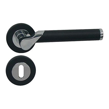 Linea Bertomani deurklinken met rozetten en sleutelplaten zamack zwart/verchroomd -2 stuks