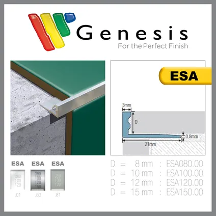 Genesis tegelprofiel aluminium recht 10mm 2