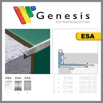 Genesis tegelprofiel aluminium recht 12mm