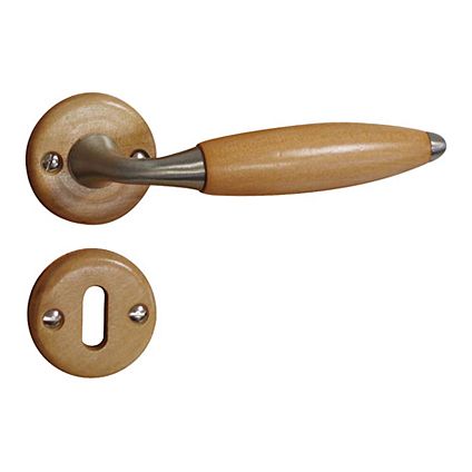 Linea Bertomani deurklinken met rozetten en sleutelplaten nikkel licht hout -2 stuks