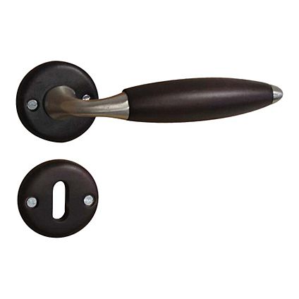 Linea Bertomani deurklinken met rozetten en sleutelplaten nikkel donker hout -2 stuks