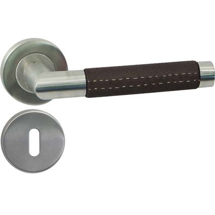 Linea Bertomani deurklinken met rozetten en sleutelplaten inox zwart -2 stuks