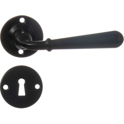 Bertomani deurkruk 2714 met rozetten + sleutelplaten zwart