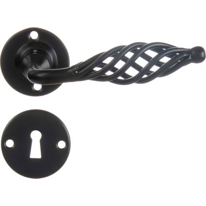 Linea Bertomani deurklinken met rozetten en sleutelplaten ijzer zwart -2 stuks