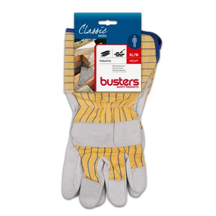 Busters handschoenen Industria Plus leder grijs/geel M10