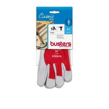 Busters handschoenen Tropic leder rood/wit M7 2