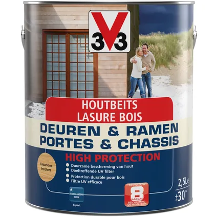 Houtbeits V33 Deuren & Ramen High Protection kleurloos zijdeglans 2,5L 3