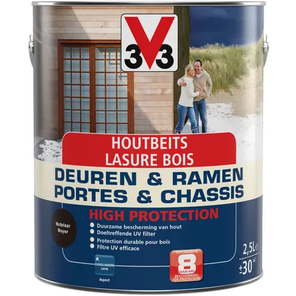 Houtbeits V33 Deuren & Ramen High Protection notelaar zijdeglans 2,5L 3