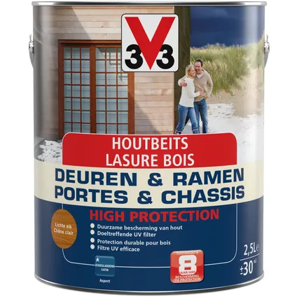 Houtbeits V33 Deuren & Ramen High Protection lichte eik zijdeglans 2,5L 3