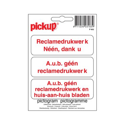 Pickup sticker Geen reclame 10x10cm